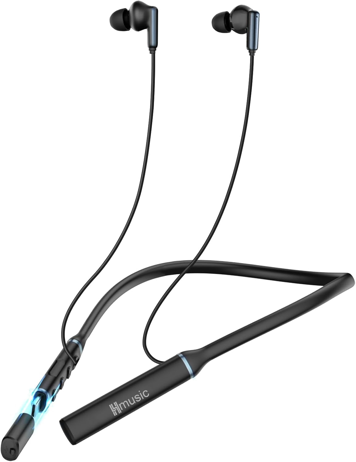 Hmusic Magnetic Neckband Earphones, 35H Type-C Plug & Charge, HD Stereo Sound w/ 3 EQ Modes, All-Day Comfort Wireless Sports Earbuds - Plating Grey