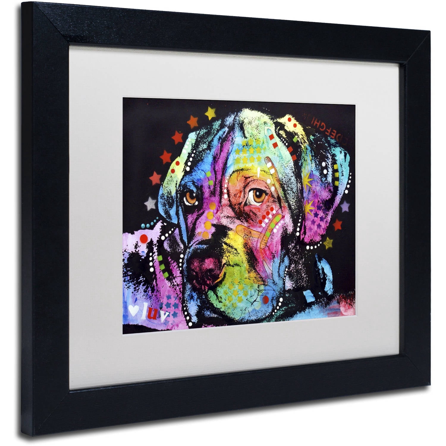 Trademark Fine Art "Young Mastiff" Canvas Art by Dean Russo, White Matte, Black Frame