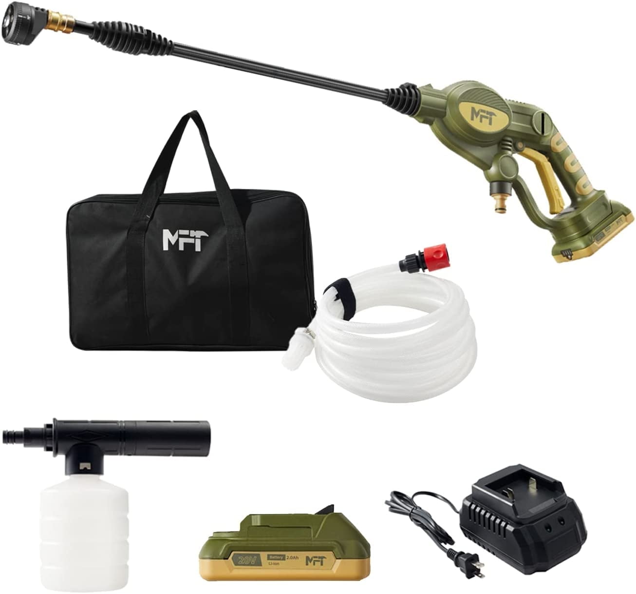 XtremepowerUS - 20V Cordless Pressure Washer, 387.5 PSI, 20V 2A Battery, Portable Power Cleaner packs
