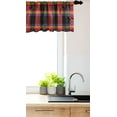 thumbnail image 2 of Ambesonne Buffalo Plaid Valance Pack of 2, Vintage Rainbow Lines, 42"X18", Dark Coral Earth Yellow, 2 of 3