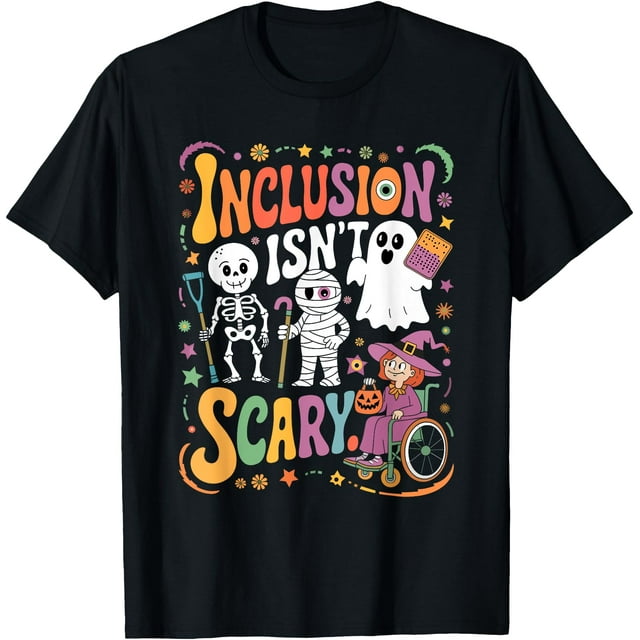 Inclusion n'Est Pas Trop Effrayant Fantôme T-Shirt Professeur Sped Halloween - Noir - L