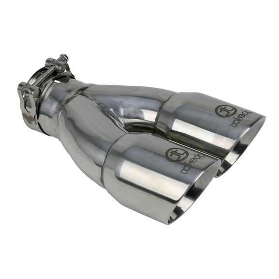 aFe Takeda 2.5in 304 Stainless Steel Clamp-on Exhaust Tip 2.5in Inlet 3in Dual Outlet - Polished