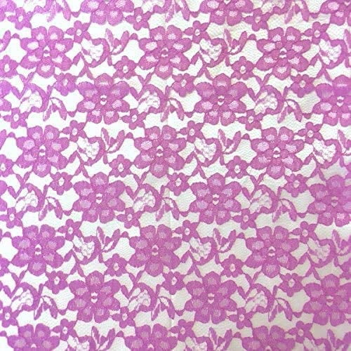 Valentina Textile Inc Raschel Lace Fabric 60" Wide Polyester French Floral by The Yard (1 Yard, Orchid)