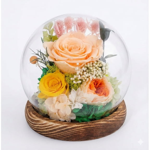 Waipfaru Preserved Rose in Glass Dome with Wooden Base,Eternal Rose Flower for Mother's Day, Anniversary, Birthday, Romantic Gift for Her
