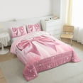 thumbnail image 3 of Manfei Lovely Bow Bowtie Bedding Comforter Set,Ribbon Bowknot Twin Comforter Sets,Pink Sparkling Print Bedding Set For Girls,Luxury Bedroom Decor Reversible,2-Piece, 3 of 8