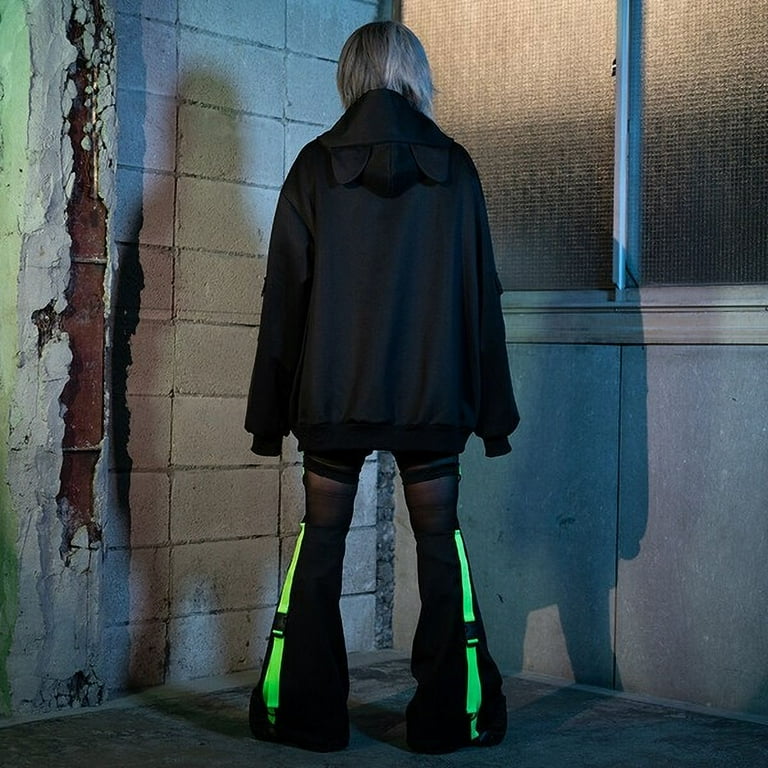 Cyberpunk Cat ears black & toxic green punk emo zip up Cyberpunk Cat ears black & toxic green punk emo zip up