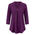 thumbnail image 2 of Purple Plus Size Woman Shirts, Polyester Plus Size Womens T Shirts, Long Sleeve Plus Size Women'S Tops, Fitted Graphic Tees for Women, Solid Weekend Solid Color Plus Size Shirt for Women, 2 of 9