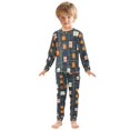 thumbnail image 6 of FORMRS Long Sleeve Top and Pants Pajama Set for Niños 2-Piece Sleepwear, Sizes 18M-8Y, Orange Checkered Pattern, 6 of 6
