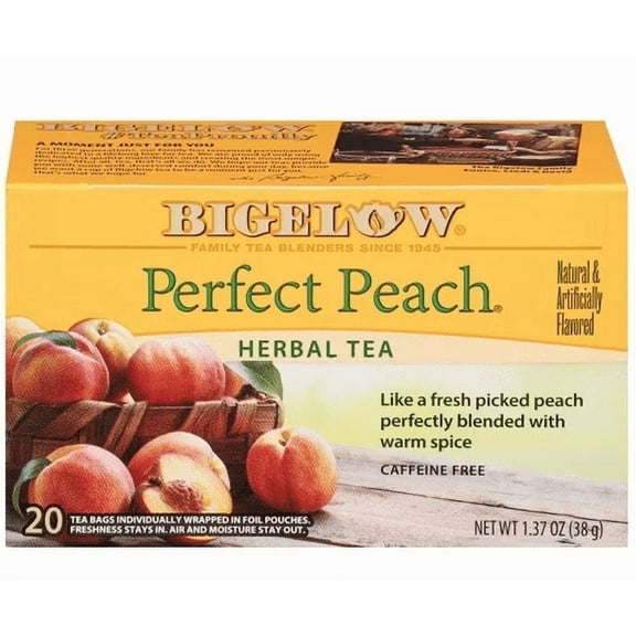 Bigelow Tea Herbal Tea Caffeine Free Perfect Peach - 20 Tea Bags Pack of 3