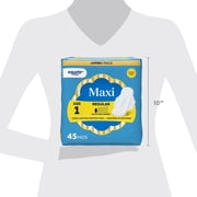 Equate Maxi Pads with Flexi-Wings, Regular Absorbency, Size 1, 45 Count