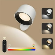 AISUO LED Wall Light, Touch & Remote Control Light, 7 Color Temperature & 5 Brightness Levels, 360 Degree Rotate Ball, Built-in 2500mAh Battery, Rechargeable Wall Light for Bedroom Living Room(White)