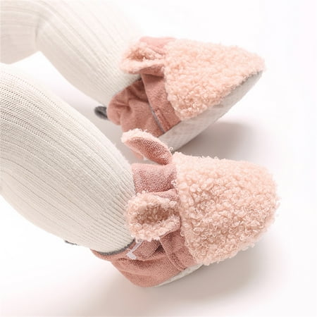Baby Sweetie Newborn Baby Girls Boys Winter Shoes Warm Flats with Cute Ears Non-Skid Soft Sole Walking Shoes