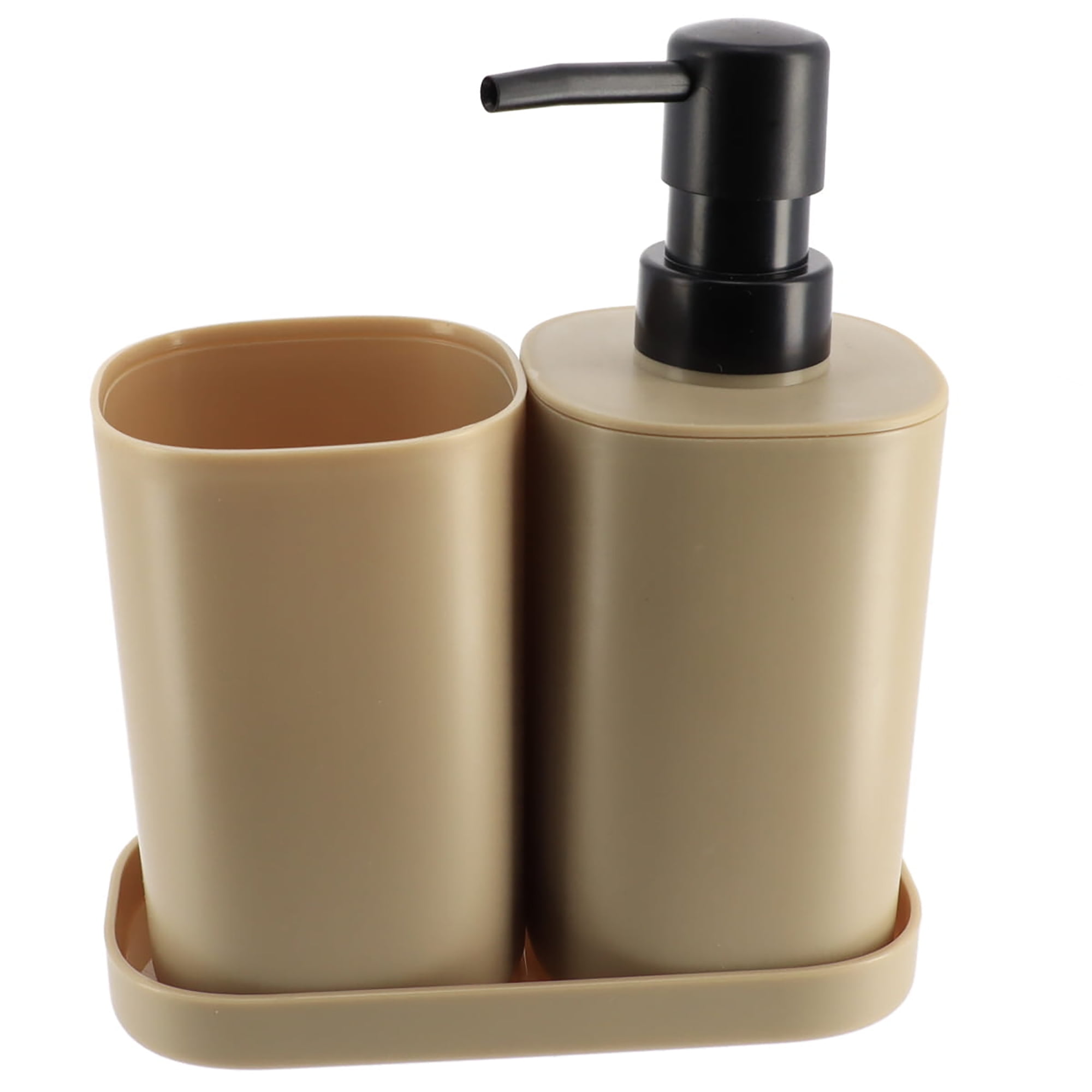 Trendy Beige Bathroom Set Includes Tumbler, Soap Dispenser and Soap