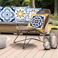 thumbnail image 3 of XUEHUAPIAOPIAO 16” x 16” Blue Boho Floral Oxford Cushion Covers, Soft and Durable (4 Count), 3 of 6
