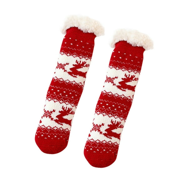 MZXELPRJD No Show Socks Womens Slipper Socks Home Floor Socks Winter Warm Fuzzy Lined Socks Super Soft Socks Unisex, Womens Socks Size 7-9 Red