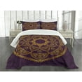 thumbnail image 3 of Ambesonne Mandala Quilted Bedspread Set 3 Pcs, Lace Like Circular, King Size, Purple Earth Yellow, 3 of 5