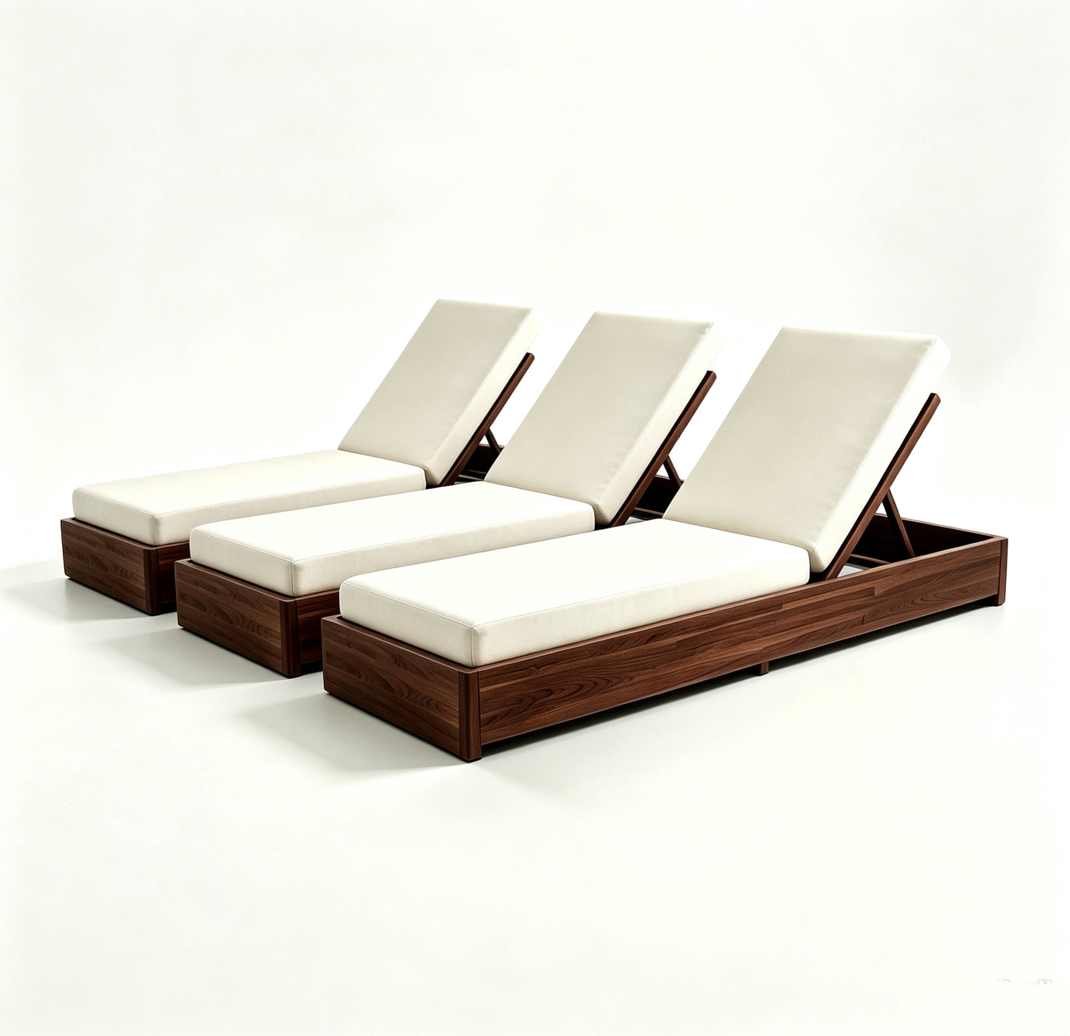 Christopher Knight Home 79" Outdoor Wood Chaise Lounge with Cushion, Adjustable 5-Position, Brown, Set of 3