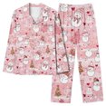 thumbnail image 5 of Puntoco Conjunto de pijama cómodo para mujer, pijama de manga larga con pantalones largos para mujer y hombre, ropa de casa sexy para mujer, 5 of 5