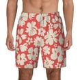 thumbnail image 2 of Goofa Beige Flowers Printed Men's Swim Trunks Board Shorts Quick Dry Mens Swimming Trunks with Compression Liner,Breathable Fit Hawaii Beach Shorts-Large, 2 of 9