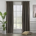 thumbnail image 2 of 3S Brother's Extra Long Room Darkening 192" Length Faux Velvet Light Brown Curtain Drapes - Hanging Back Tab 5-25 Feet Custom Made ( 1 Panel ) - Made in Turkey (52"Wx192"L), 2 of 5