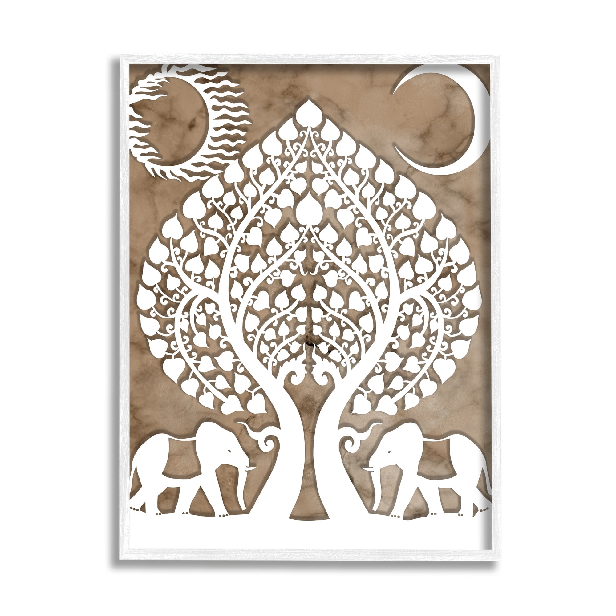 Stupell Industries Boho Elephants Tree of Life Abstract Sun Moon, 11 x 14,Design by Daphne Polselli