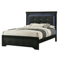 thumbnail image 2 of Black Modern LED Light King Panel Upholstered Bed Wooden Bedroom 5pc Set, 2 of 8