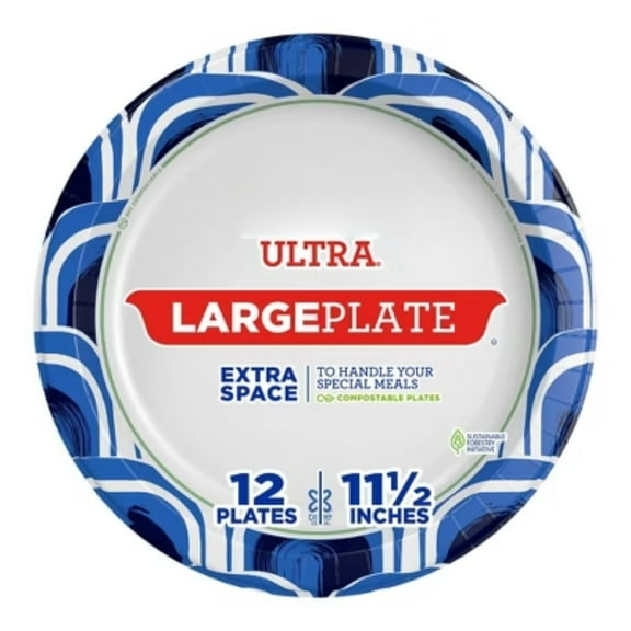 11.5" Ultra Large Paper Plates - 12 Count Heavy Duty Disposable Plates