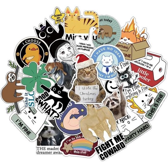 shiyou-25pc Playful/Whimsical Plastic Fridge Magnets, This is Fine Cat, Cool Meme Magnet Set