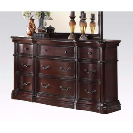 Wooden Dresser With Marble Top Dark Cherry Brown Walmart Com