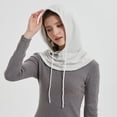 thumbnail image 5 of Jiibva Smart EMF Hat Hood 2 In 1 Balaclava Hat Windproof Slouchy Knitted Balaclava Soft Pullover Knit Scarf Beanie Hooded Scarf Hats One Piece Hats, 5 of 7