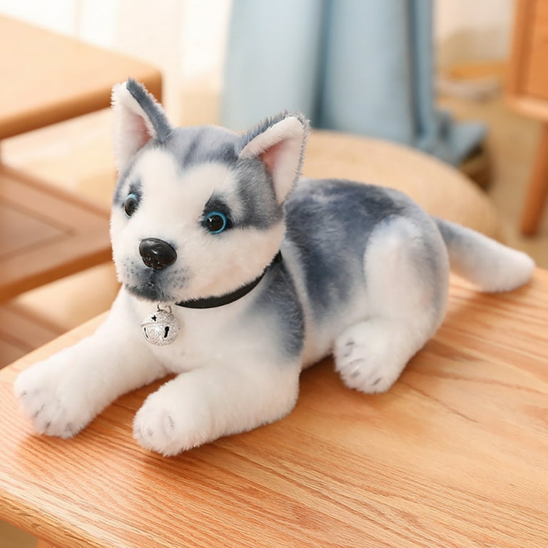 Surakey Dog Dolls Decoration Simulated Husky Dog Stuffed Animal Plush Doll Soft Toys 11.8
