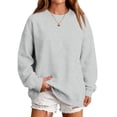 thumbnail image 7 of Oversized Sweatshirts Women Crewneck 2026 Fall Cute Fleece Pullover Top | Loose Fit Long Sleeve Sweatshirt no Hood, Drop Shoulder Tops, Workout Athletic Cozy, Airport Travel Clothes Light Gray,M, 7 of 7