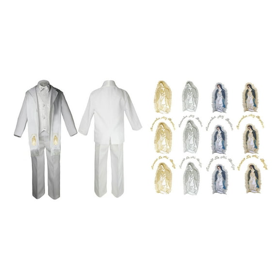 Toddler Baby Boy Christening Baptism White Paisley Suit Stole Mary Maria Sm-7