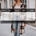 thumbnail image 3 of VXARARL Flannel Shirt Women Long Button Down Plaid Jacket Fall Winter Oversized Lapel Shacket 2026 Trench Coat With Pocket Dark Green XL, 3 of 7