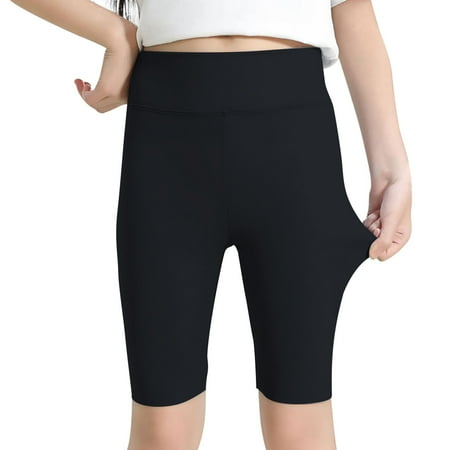 LUOGENLI Girls Shorts Size 12 Long Summer Children s Pants Quarter Pants High Waisted Shorts Slim Breathable Girls Shorts Wear Yoga Pants over Girls Shorts Size 10-12 Cotton d-Black 4-5 Years