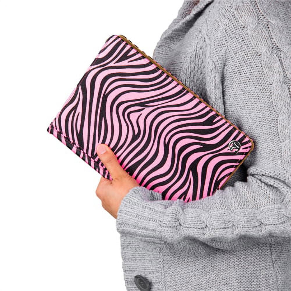 iPad Air 2 9.6" Case - Vegan Leather Portfolio Stand Case For Apple iPad Air 2 2014 With Folding Cover And Interior Slip Accesory Pockets (Pink Zebra)