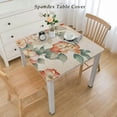 thumbnail image 2 of BANET Square Table Cove, Blooming Flowers Leaves Bouquet Spring Nature Print, Elastic Edge, Can Wipe Indoor/Outdoor Dining Table Cover, Fit for Square Table White, 2 of 7