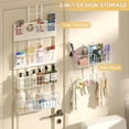 thumbnail image 5 of Adjustable Over The Door Organizer - Hair Dryer Holder, Hanging Door Organizer with 8 Pockets 3 Metal Baskets 6 Hook, Behind Door Organizers and Storage for Bathroom Closet Cabinet Bedroom, 5 of 18