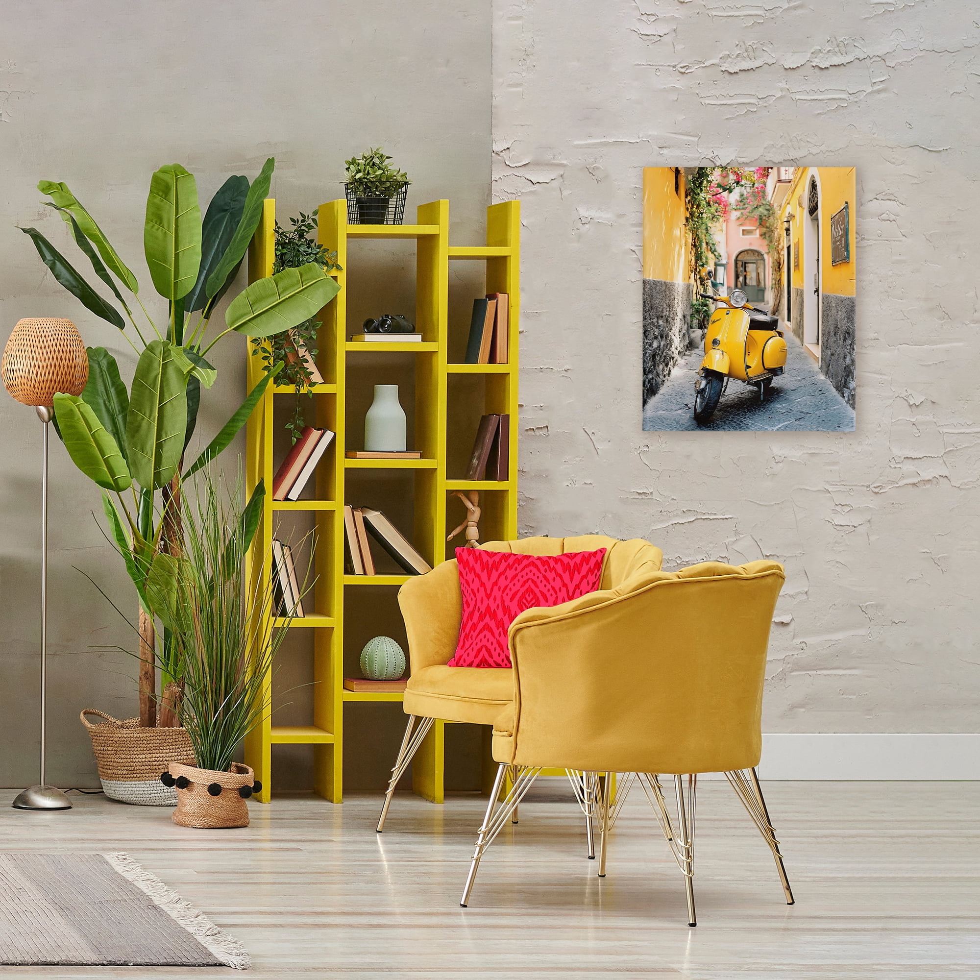 Stupell Industries Yellow Moped in Alley Canvas Wall Art, design by Franklyn Gregory