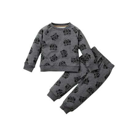 

Sunisery Autumn Kids Baby Boys Clothes Set Cartoon Print Long Sleeve Sweatshirt Tops Pants Tracksuit Charcoal 4-5 Years