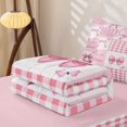 thumbnail image 5 of Erosebridal Coquette Patchwork Zipper Twin Comforter Sets with Fitted Sheet and 2 Pillowcases,Pink Bow Gingham Zipper Bedding Set For Girls,Pink Reversible,4-Piece, 5 of 7