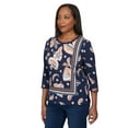 thumbnail image 3 of Alfred Dunner Womens Petite Paisley Border Braid Neck Top, 3 of 6