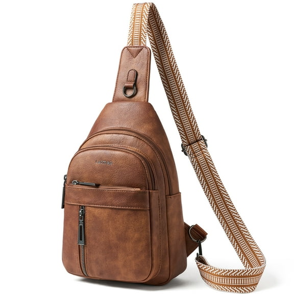 LATMAP 7L PU Leather Sling Bag, for Travel & Daily Use, Hands-Free Unisex Chest Backpack