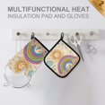 thumbnail image 4 of Yayeee Oven Mitts and Pot Holder Set of 2 Heat Resistant Kitchen Gloves Baking Hot Pad, Beige Rainbow, 4 of 5