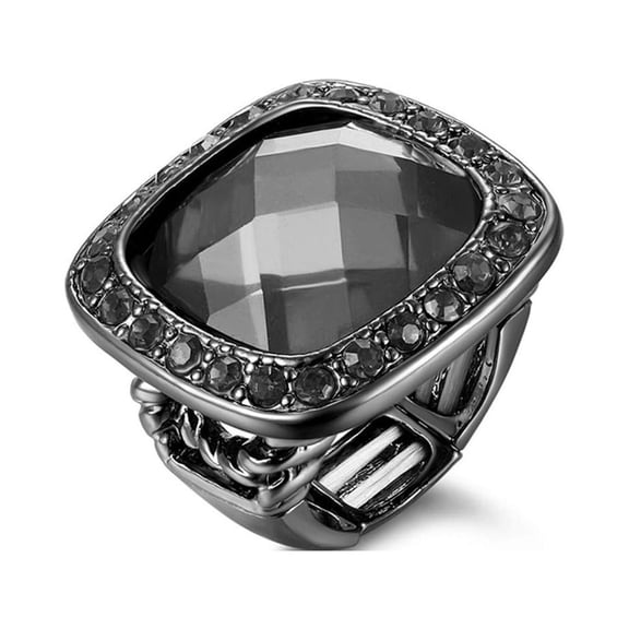 Women's Adjustable Crystal Cocktail Square Resin Ring Costume Club Party Jewelry, Stretch for Most Fingers