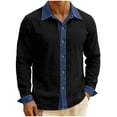thumbnail image 2 of Purcolt Men's Cotton Linen Button Down Shirts Dressy Casual Long Sleeve Tops Summer Loose Fit Hawaiian Beach T Shirt for Business Work Office, 2 of 6
