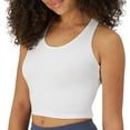 thumbnail image 3 of Hanes Originals Women's Racerback Crop Tank Top with Built-In Bra, 3-Pack White/White/White L, 3 of 6