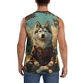 thumbnail image 4 of Pofeuu Forest Maple Leaf Husky Print Men's Muscle T-Shirt, Sleeveless, Muscle Tank, Classic Muscle Tee Top For Men Casual Sleeveless Muscle T-Shirt Trendy Clothes-3X-Large, 4 of 7