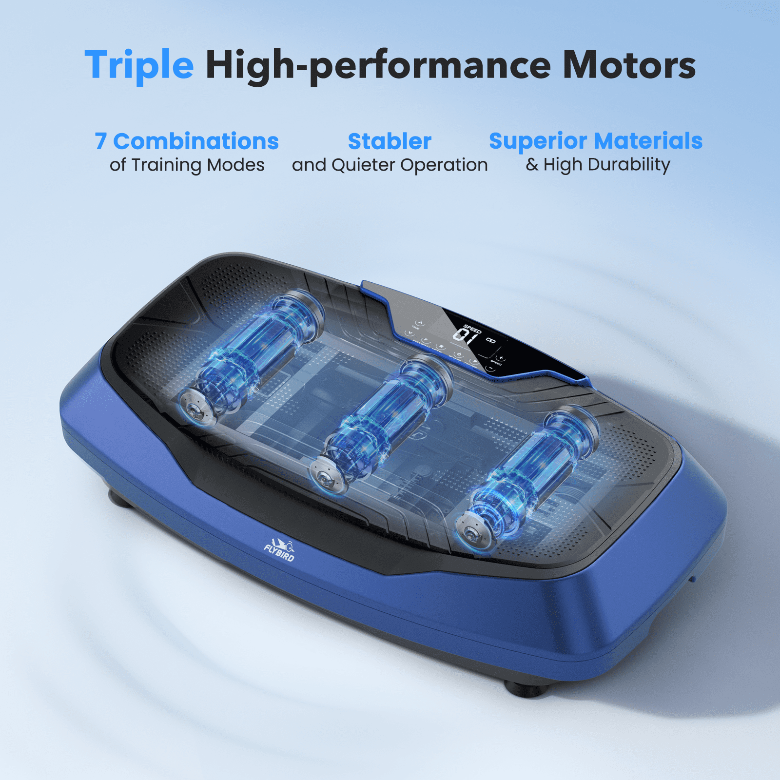 FLYBIRD 4D Vibration Plate with Triple Motors and 500lb Capacity