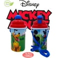 thumbnail image 2 of Disney Mickey Mouse Carrying Strap One Touch Water Bottle with Reusable Built in Straw, Safe Approved BPA Free, 2 of 5